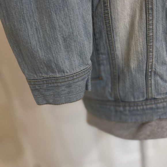 Sun + Stone Light Faded Blue Denim Jean Jacket Mens Acid Wash Trucker Streetwear - Picture 11 of 14